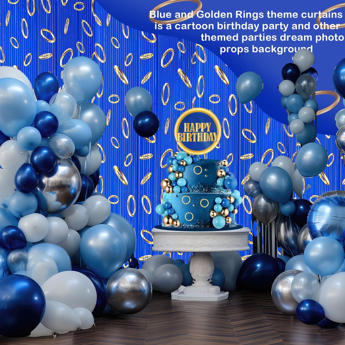 Chunful 66 Pcs Hedgehog Theme Cake Topper Happy Birthday Cake Decorations Blue Gold Balls for Baby Shower Cartoon Birthday Party Supplies