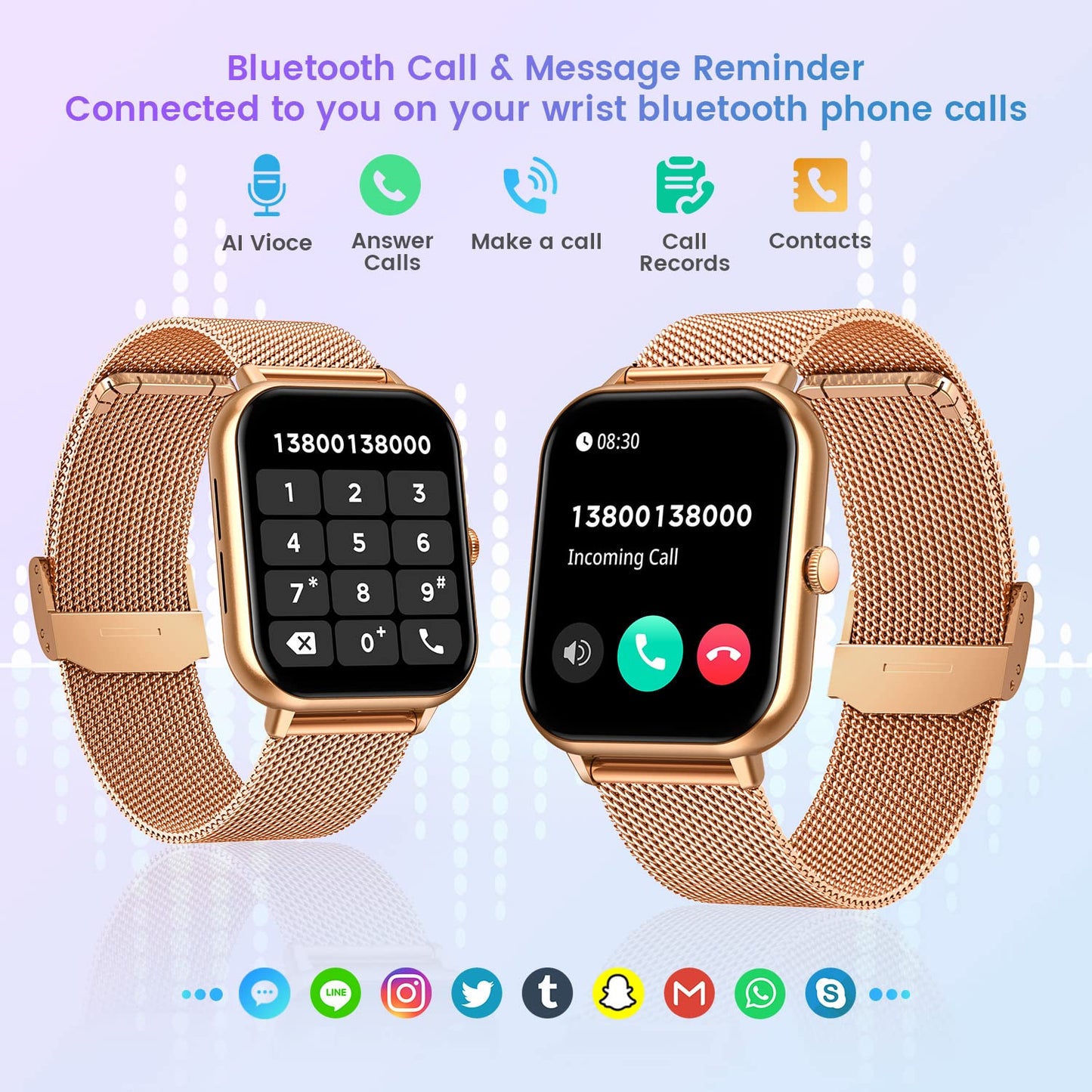 Smart Watch for Women Fitness Tracker: 1.83 Inch Bluetooth Call Smartwatch with Blood Oxygen Blood Pressure Monitor Compatible with Android Ios 100+ Sport Mode Heart Rate Steps Counter Waterproof Ip67
