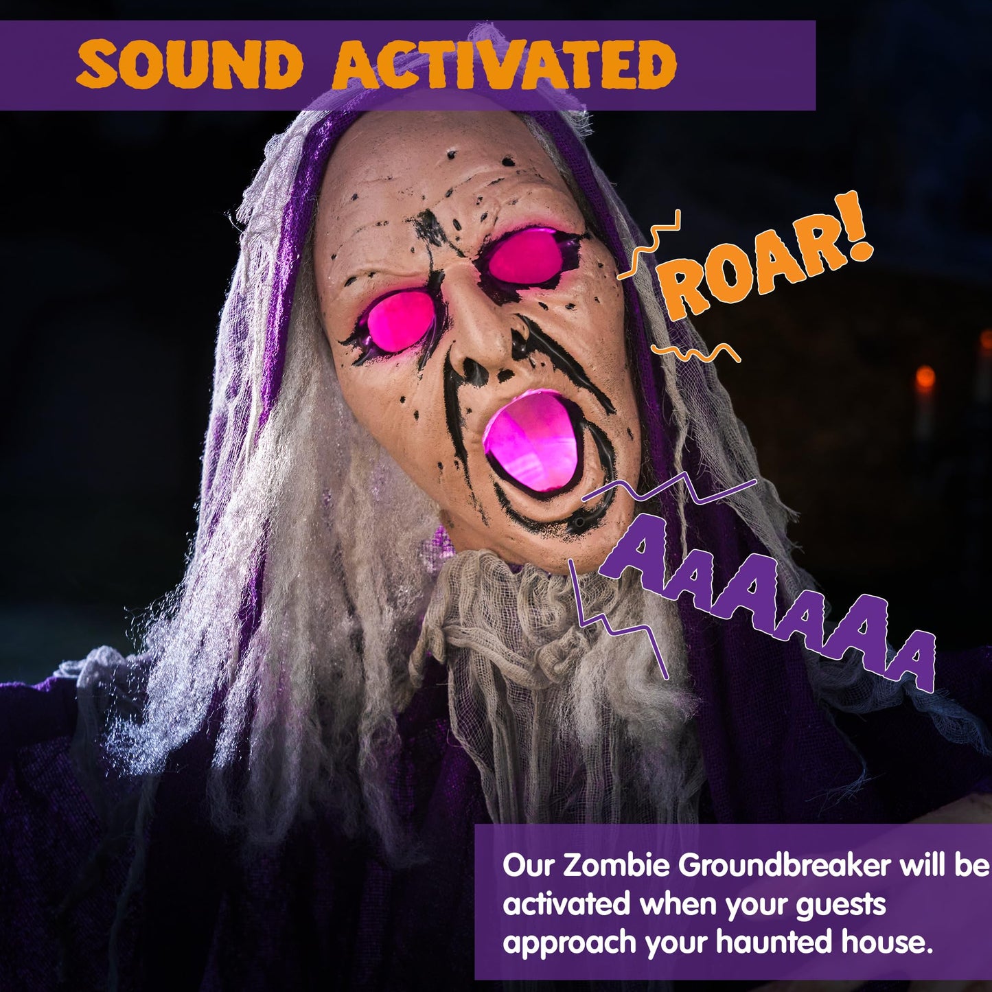 JOYIN Halloween Decorations Outdoor Animatronics Groundbreaker Zombie, Animated Halloween Outside Zombies Decor, Light-up Talking Groundbreaker with Shaking Body, Haunted House Lawn Graveyard Decor