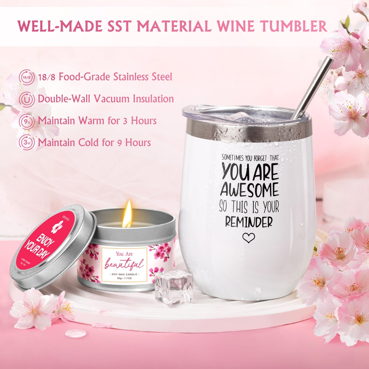 Gifts for Women Birthday Gifts, Spa Gifts Set- 10 Pcs Christmas Valentine's Mother's Day Gifts and Cherry Blossoms Self Care Package Gifts Women, Relaxing Gifts Basket