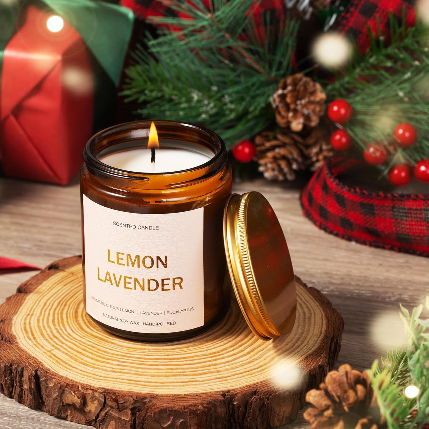 Scented Candles Set, 4 Pack Aromatherapy Candles for Home Scented, Candle Gift Set for Women, 28oz 200H Long Lasting Amber Jar Candles Soy Candles for Women Stress Relief, Relaxing, Spa, Birthday Gift