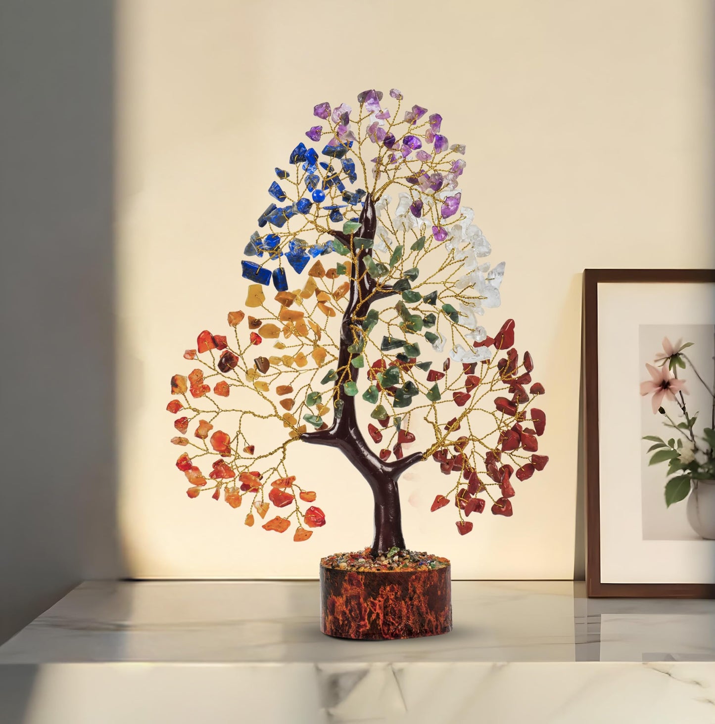 PYOR 7 Chakra Tree of Life, House Warming Gifts New Home, Birthday Gifts for Women, Healing Crystals, Money Tree, Home Office Decor, Office Desk Accessories, Crystals and Healing Stones