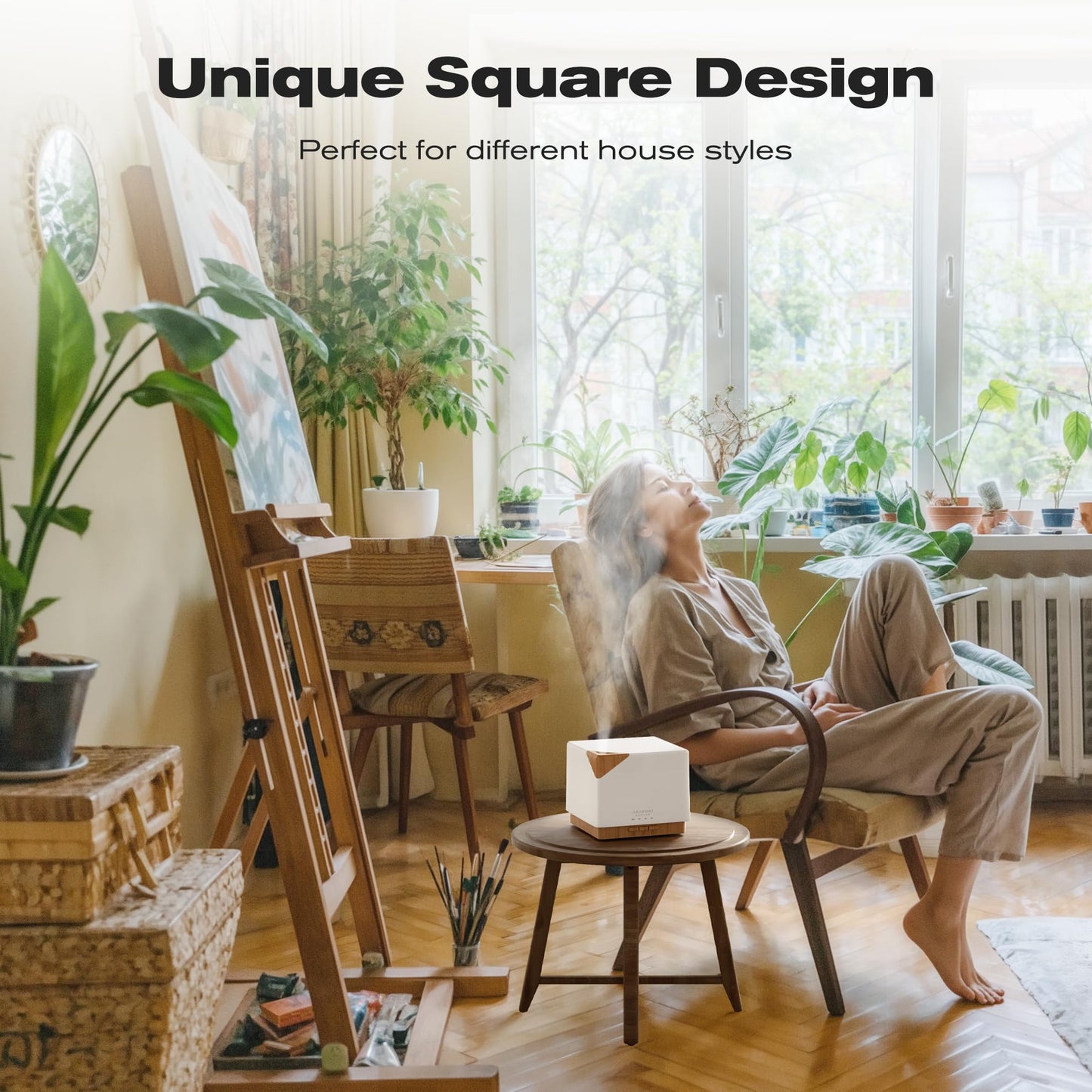 ASAKUKI 700 ml Premium Essential Oil Diffuser, 5 in 1 Ultrasonic Aromatherapy Fragrant Oil Vaporizer Humidifier, Timer and Auto-Off Safety Switch, 7 LED Light Colors