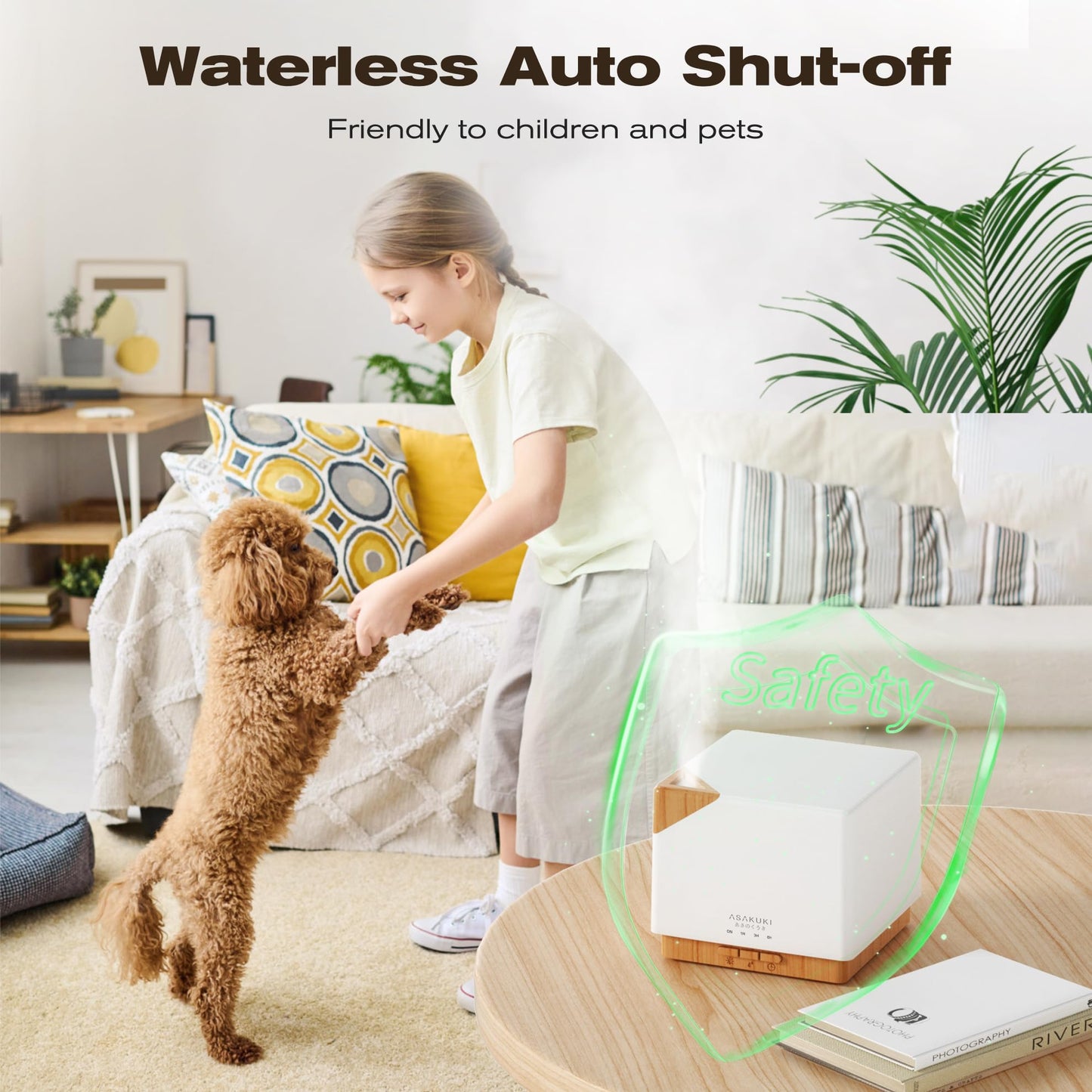 ASAKUKI 700 ml Premium Essential Oil Diffuser, 5 in 1 Ultrasonic Aromatherapy Fragrant Oil Vaporizer Humidifier, Timer and Auto-Off Safety Switch, 7 LED Light Colors