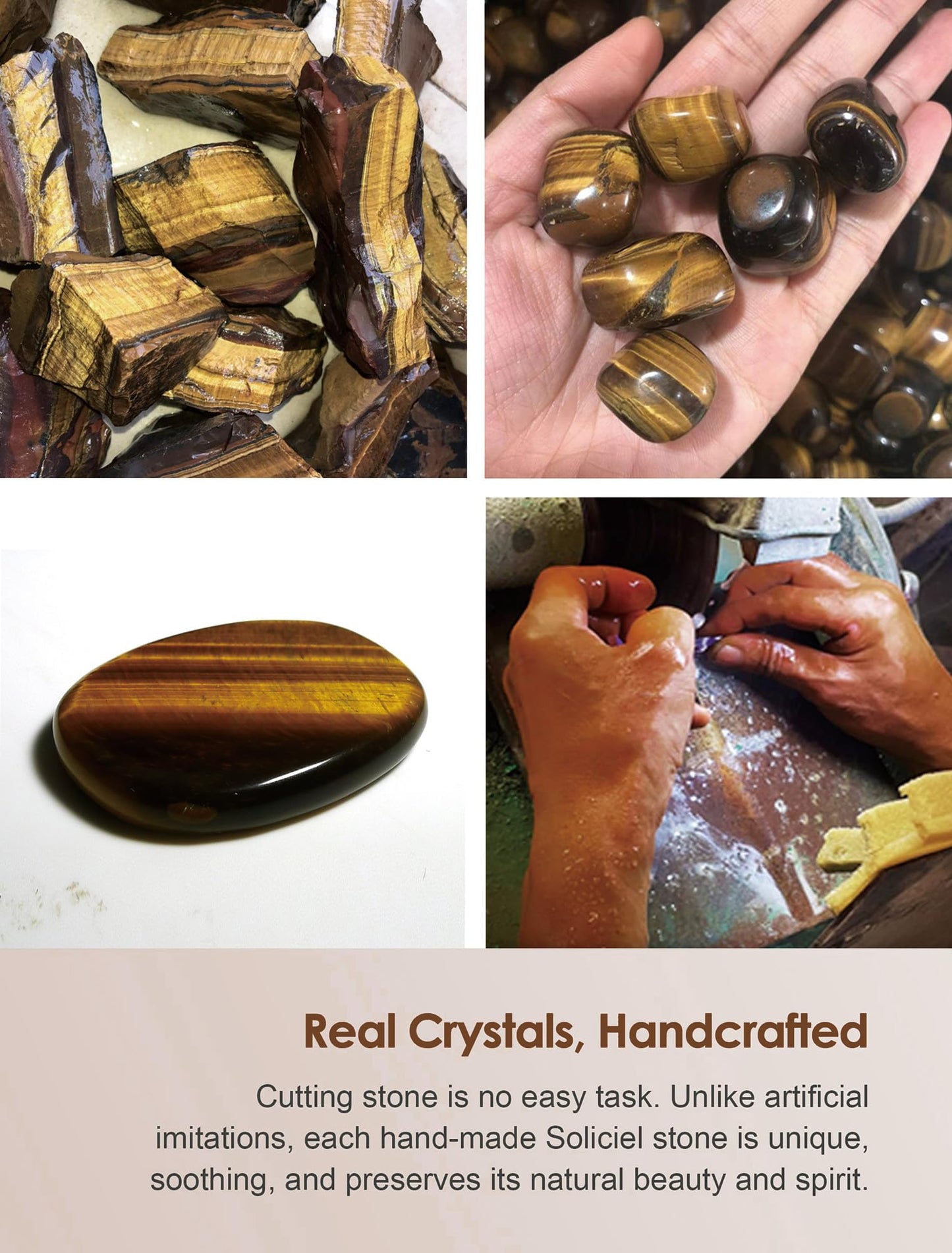 SOLICIEL Tiger Eye Affirmation Crystal, Sobriety AA Gifts Emotional Support Gifts Encouragement Anxiety Stress Relief Item for Men