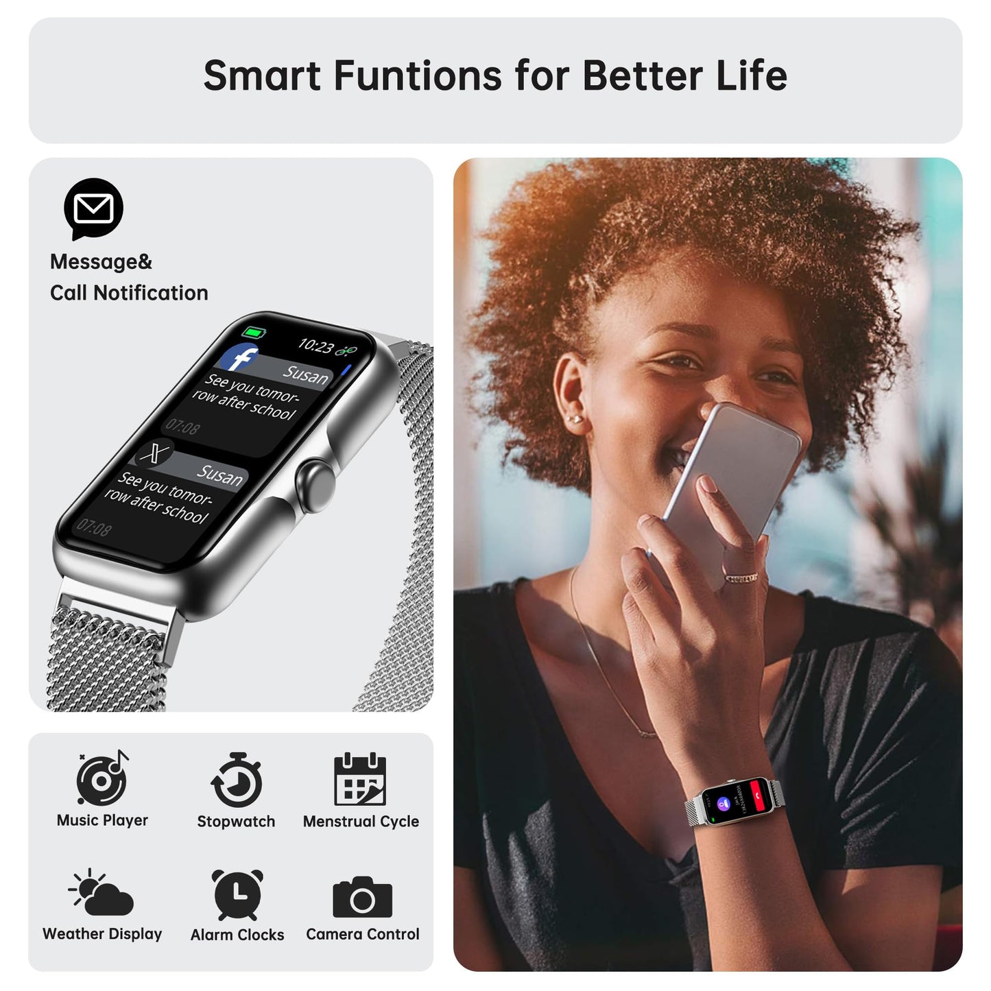 Health Fitness Tracker, Smart Watch with 24/7 Heart Rate and Blood Oxygen Monitor, Sleep Tracker with IP68 Waterproof, Activity Tracker Pedometer Step Counter for Women Men