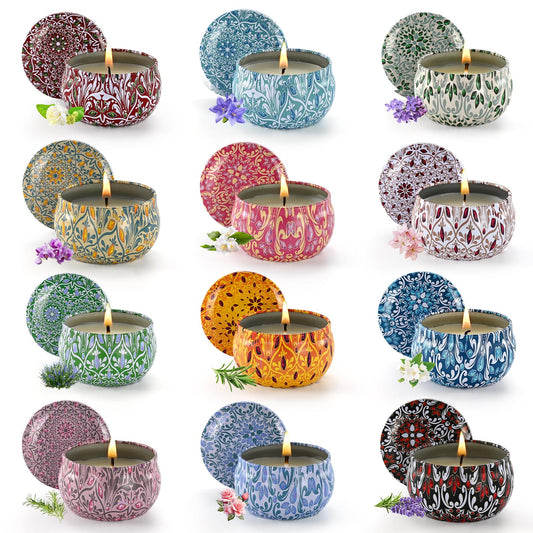 Obisesio Scented Candle Set, 12 Pack Candles Gift for Home Scented, Aromatherapy Candle Gift, 2.5 oz Long Lasting Soy Candles for Men, Women, Friends Birthday, Mother's Day, Valentine Bath SPA