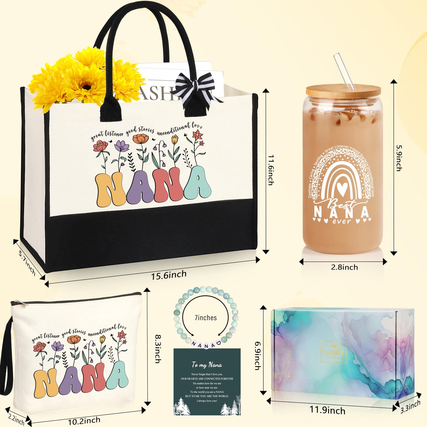 DOGMEM Nana Gifts Set for Grandma, Birthday Gifts for Nana from Granddaughter Grandson Grandchildren Grandkids Best Grandma Gift Set Christmas Gift for Her