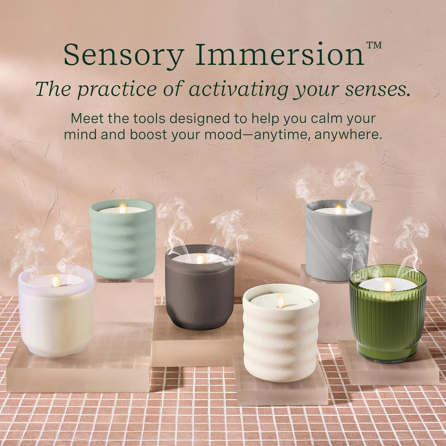 Lifelines Flameless Candle Aromatherapy Essential Oil Diffuser with ClickWick Essential Oil Blend - Cordless & Waterless Diffuser for Home - Scented Electric Candles Blow Out Flame - Frosted Charcoal