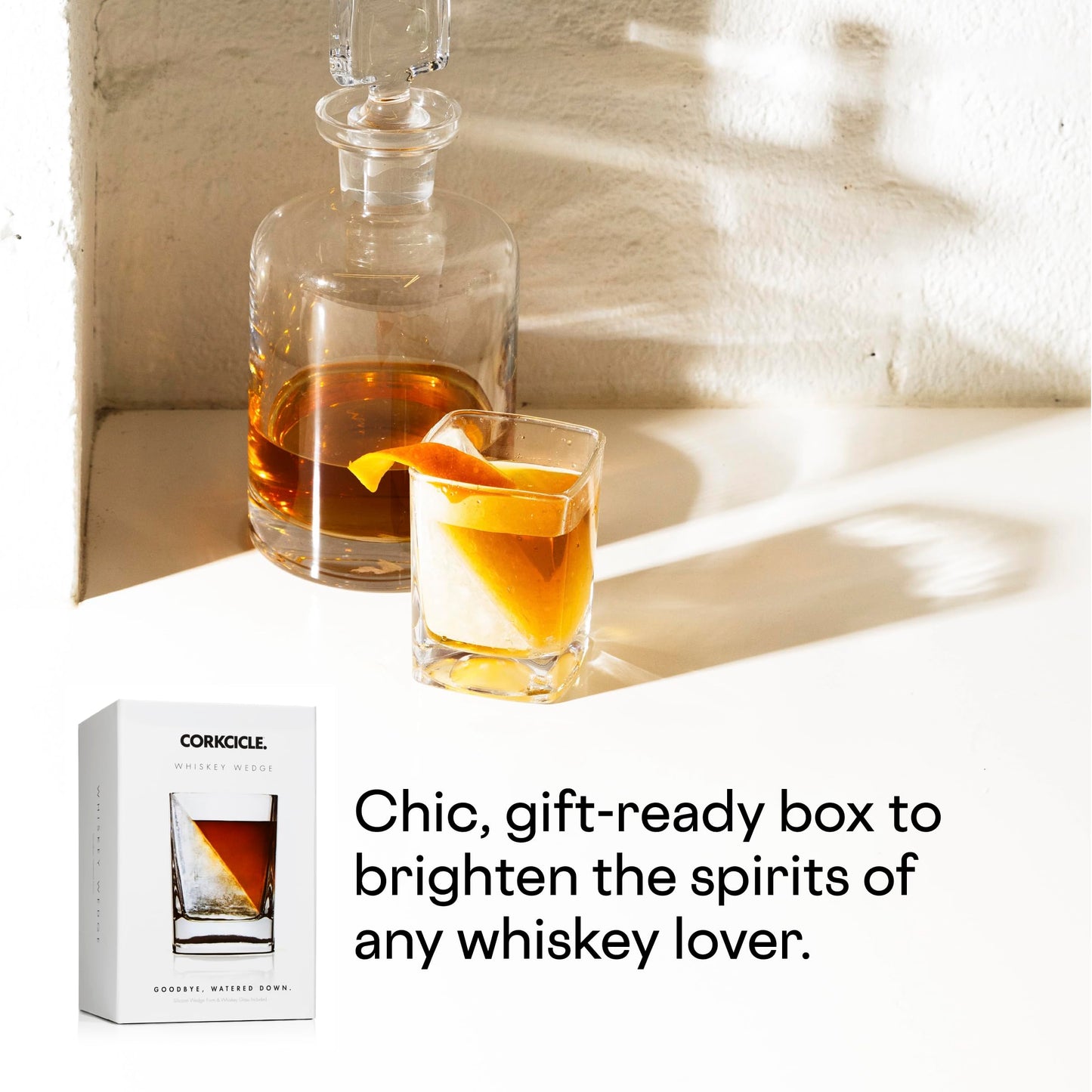 Corkcicle Whiskey Wedge - Premium Old Fashioned Glass with Silicone Ice Mold - For Bourbon, Scotch, & Spirits - Great Gift for Dad - Perfect for the Holidays - 9 oz