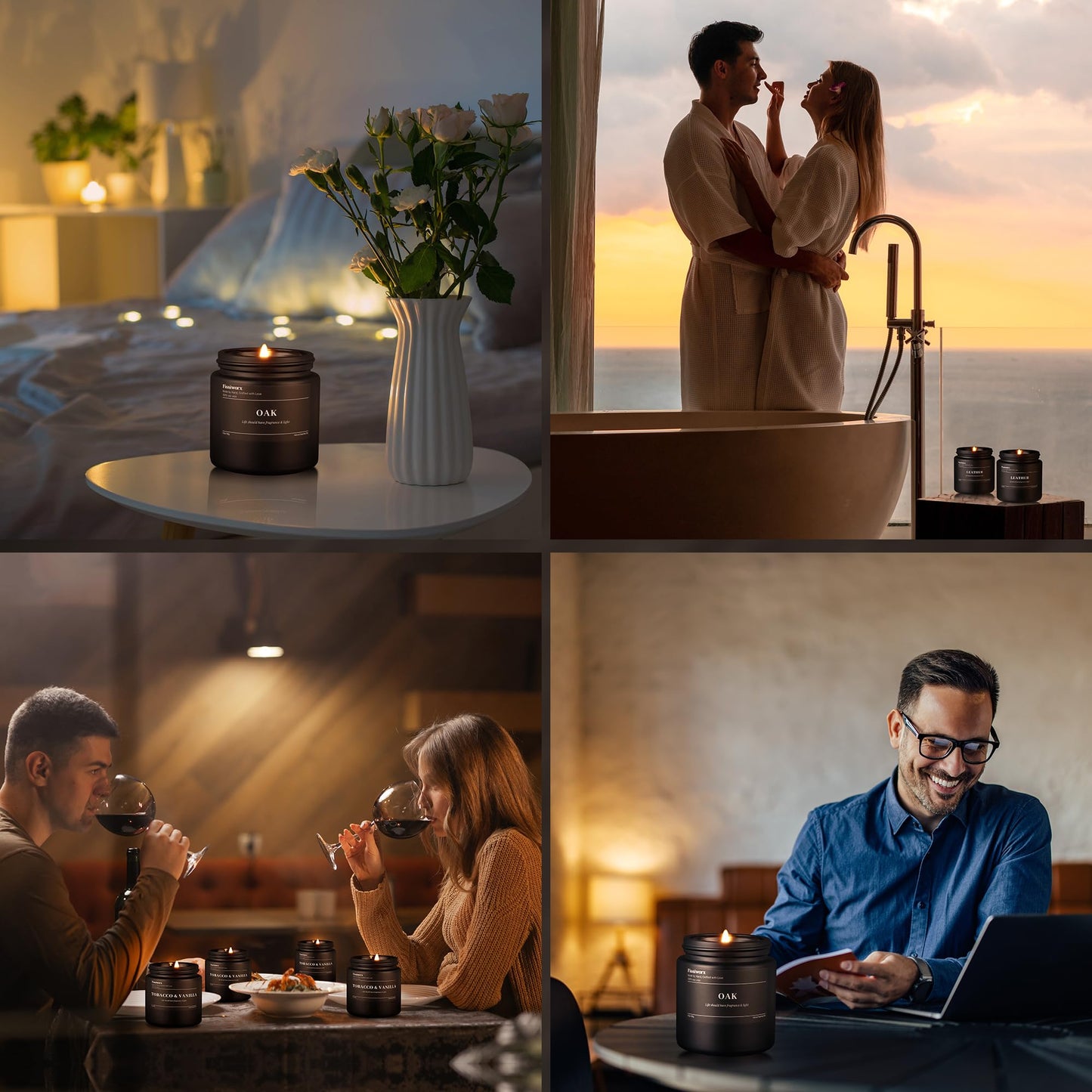 FISSIWORX 9 Pack Scented Candles Set Gifts for Men, Aromatherapy Candle Set with Scents (Leather/Vanilla/Oak) - Gift for Dad, Boyfriend, Birthday, Father’s Day, Anniversary