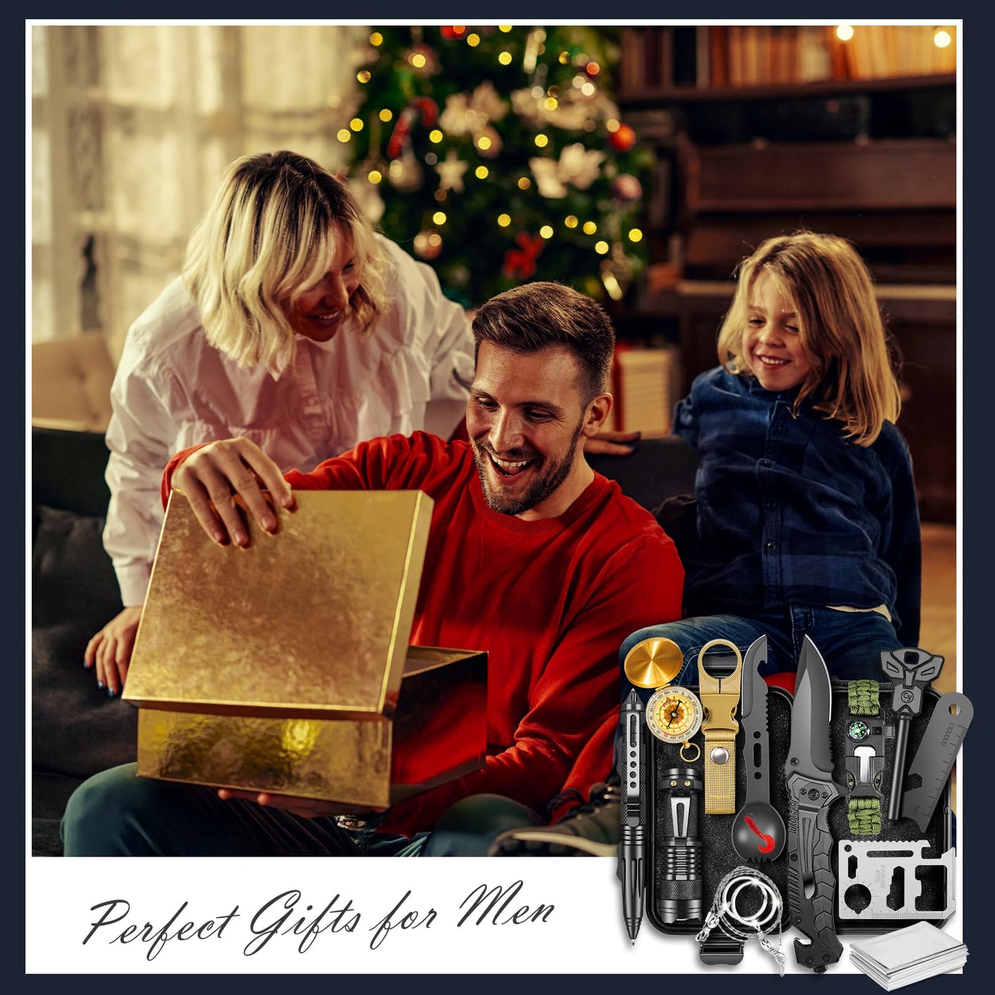 ASTNES Gifts for Men Him Dad, Survival Kits and Equipment 14 Pcs, Christmas Stocking Stuffers, Anniversary Birthday Gifts for Husband Boyfriend Guy, Camping Essentials, Cool Gadgets for Men