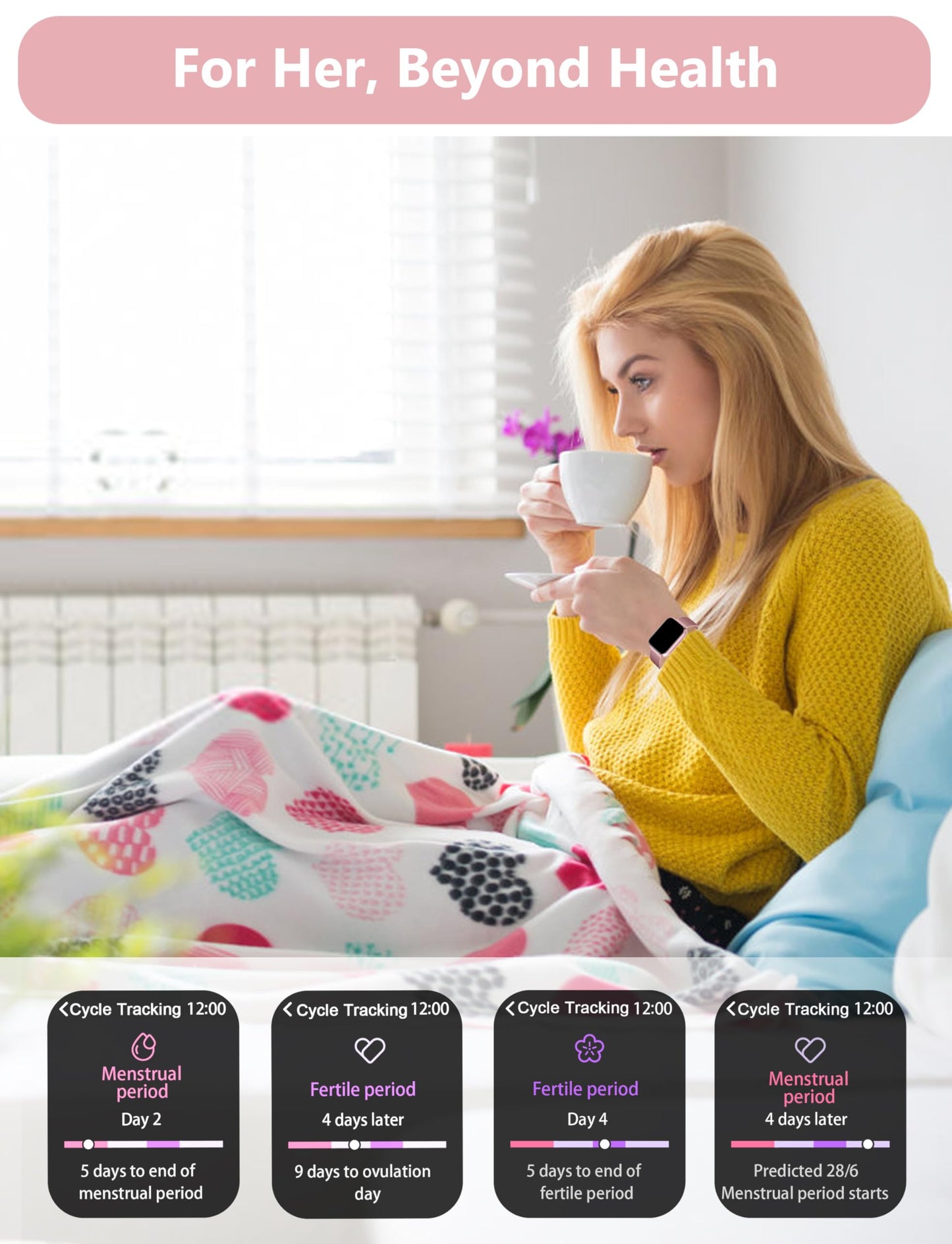 KALINCO Smart Watch Women [2 Bands, 44mm case] Alexa Fitness Tracker, Heart Rate, Sleep, Stress & SpO2 Monitor, IP68 Waterproof Smartwatch, Make/Answer Calls, Compatible with iPhone & Android Phones