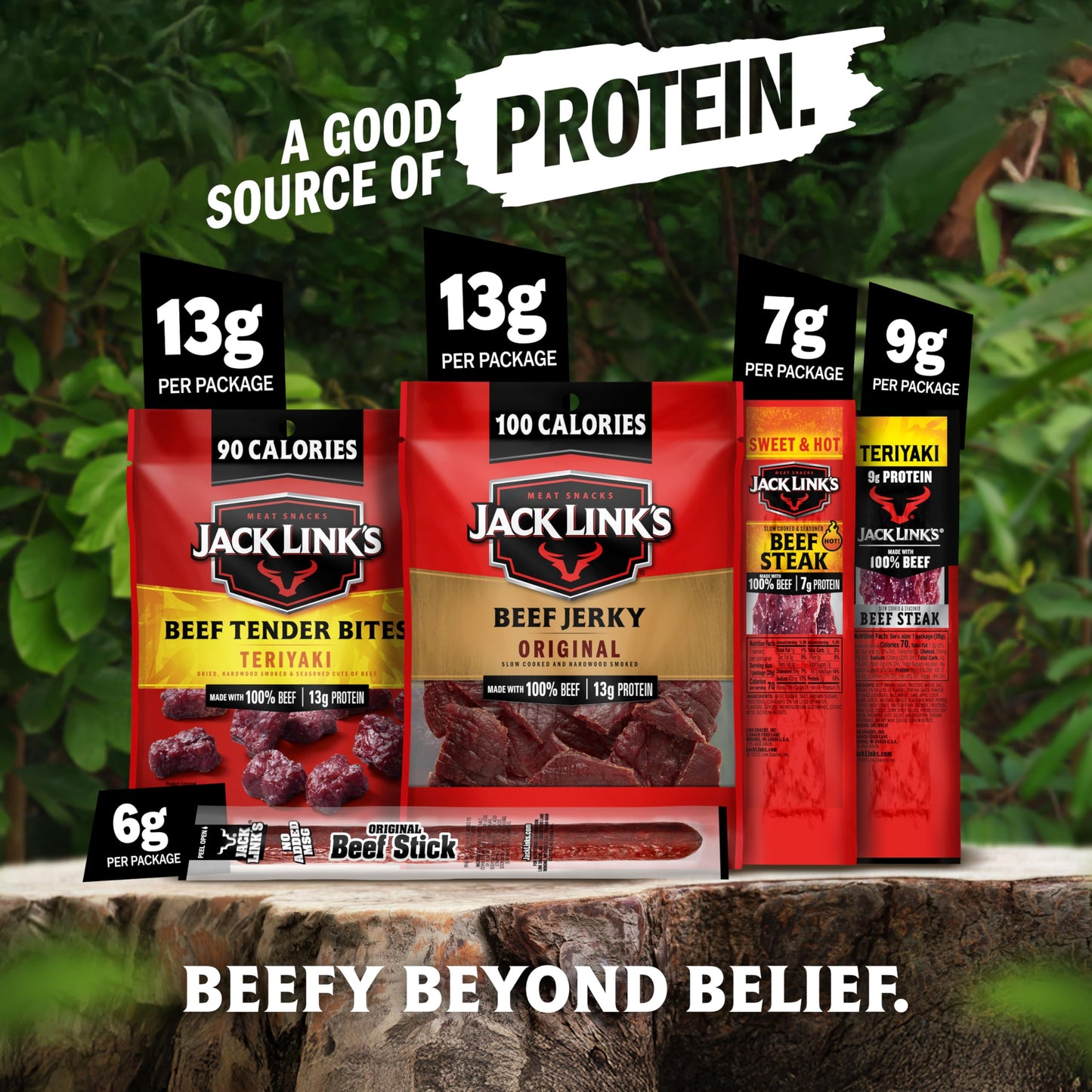 Jack Link's Beef Jerky Gift Basket Variety Pack - Includes Jerky, Meat Sticks, and Beef Steaks, Great Gift for Men, Perfect Hunting Trip Snacks, 15-Piece Assorted Meat Snack Pack