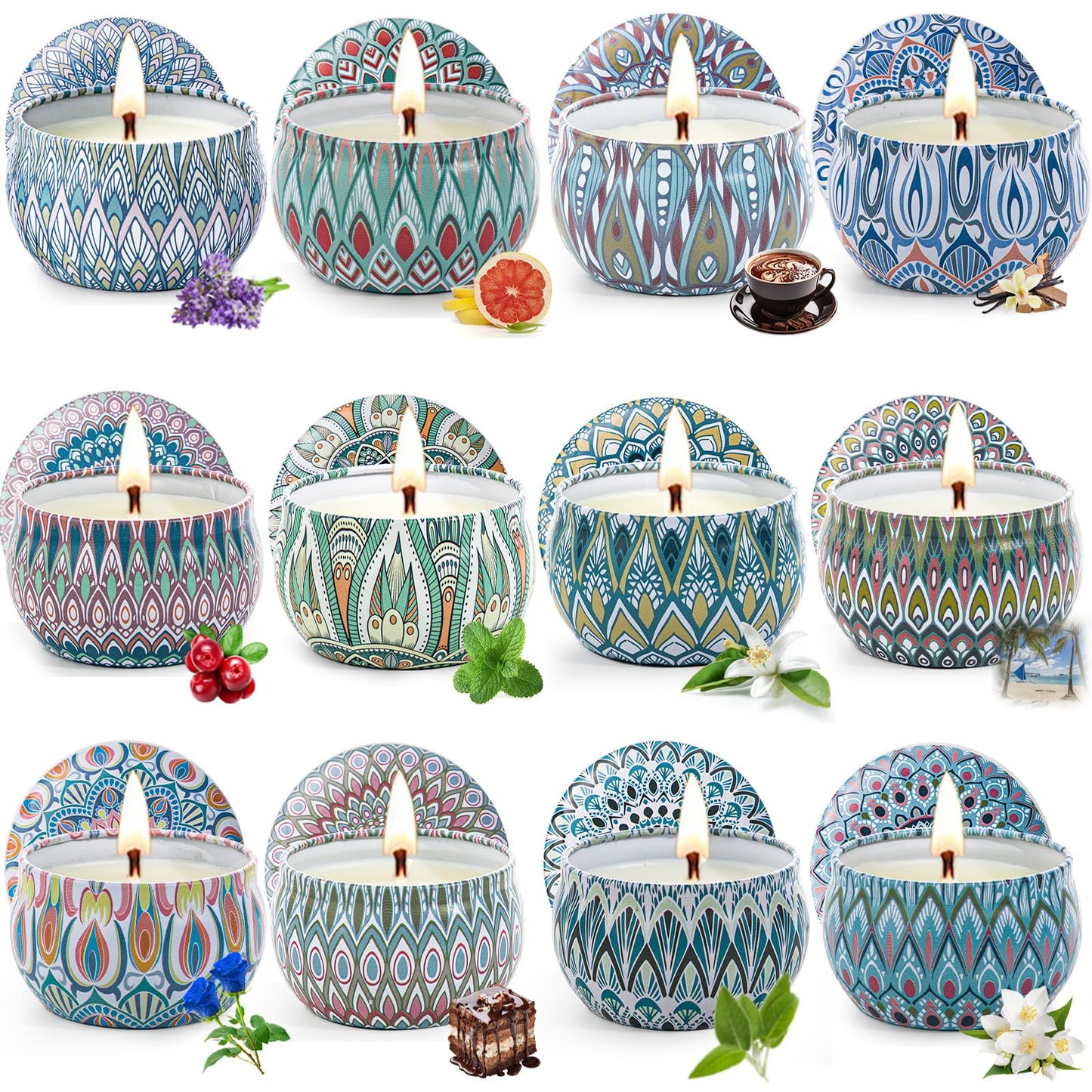 Scented Candles Gift Set, 12 Pack Aromatherapy Candles for Women, Candles for Home Scented, 300H Long Burning, Soy Wax Candle Set, Gifts for Mom Women SPA Birthday Anniversary Stocking Stuffers