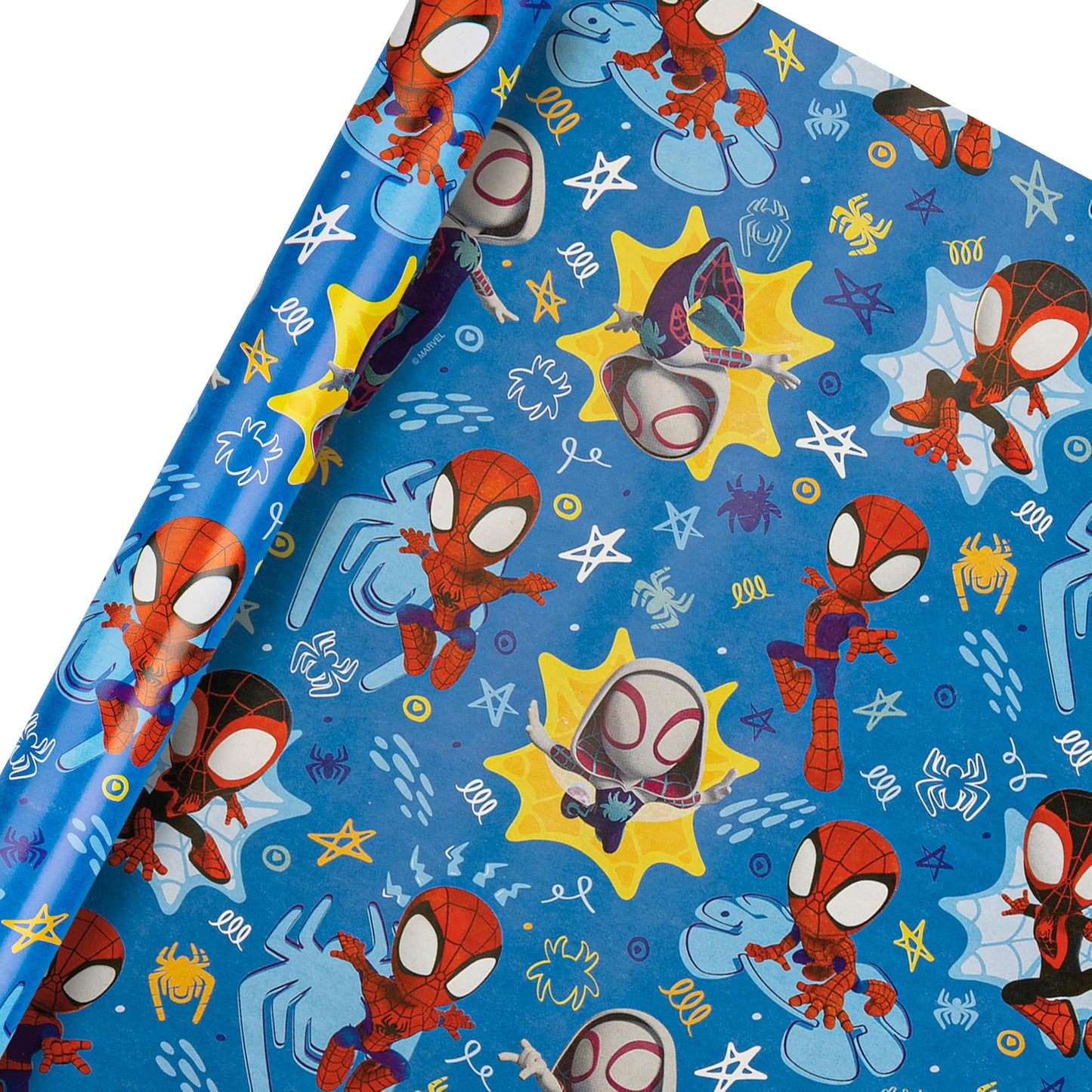 Hallmark Wrapping Paper Roll, Pack of 3 in 1 Marvel Spidey & His Amazing Friends Design, 2M Each, Birthday, Christmas, Blue