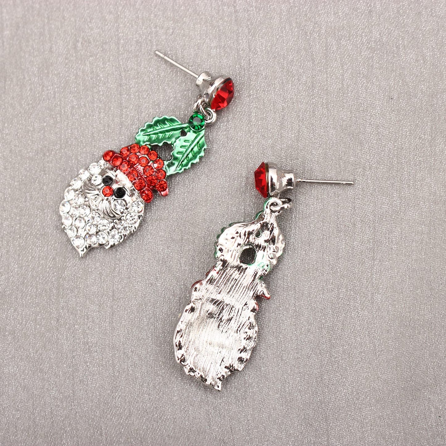 QYJ 2 Pcs/Set Fashion Statement Bib Santa Claus Christmas Necklace Dangle Earring Costume Jewelry Set for Christmas Party Xmas Gift for Women(Style1-Gold Plated)