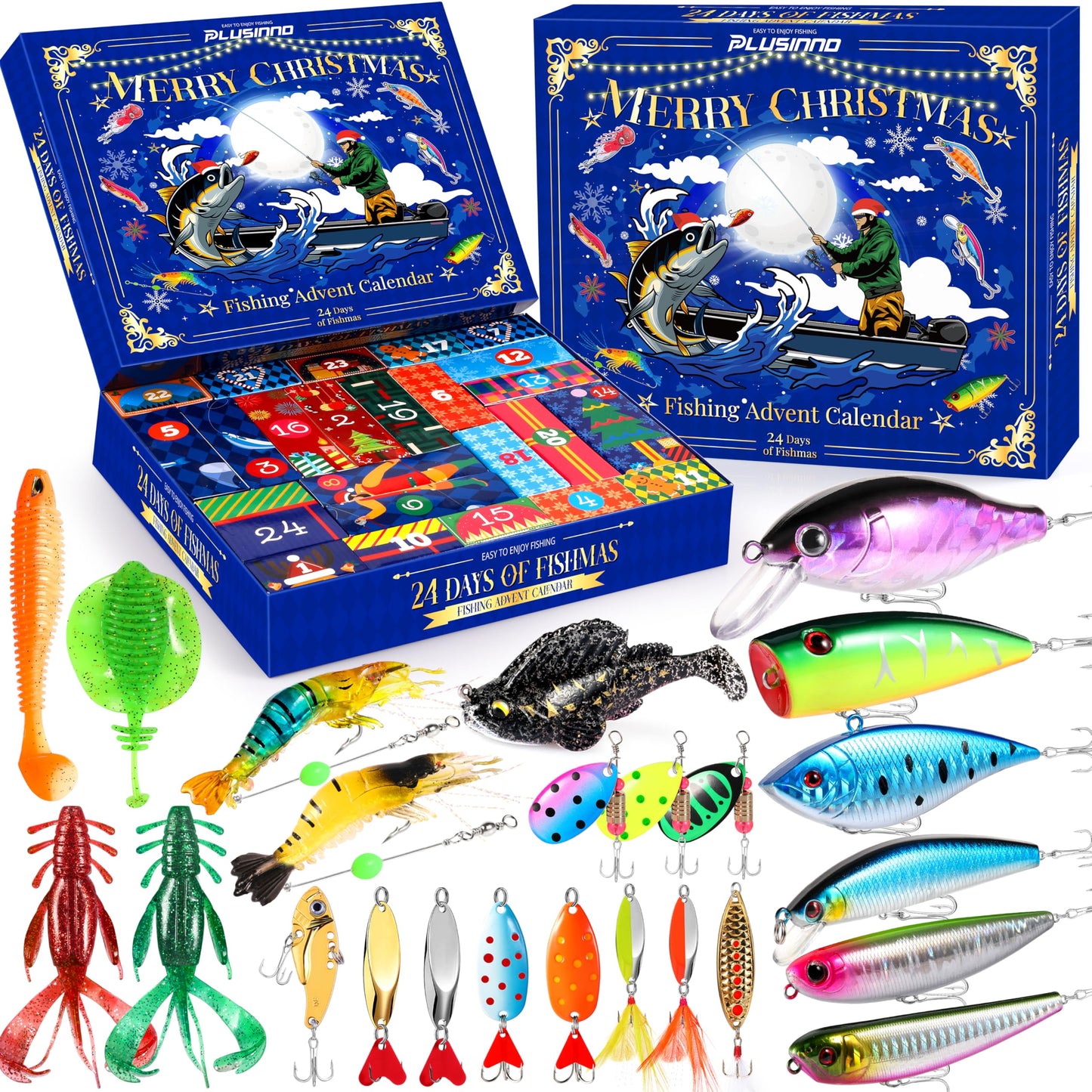 Advent Calendar 2025 Adult Fishing Advent Calendar Fishing Gifts For Men Teens Boys 24 Days Christmas Countdown Calendar Fishing Tackle Lures Gifts For Men