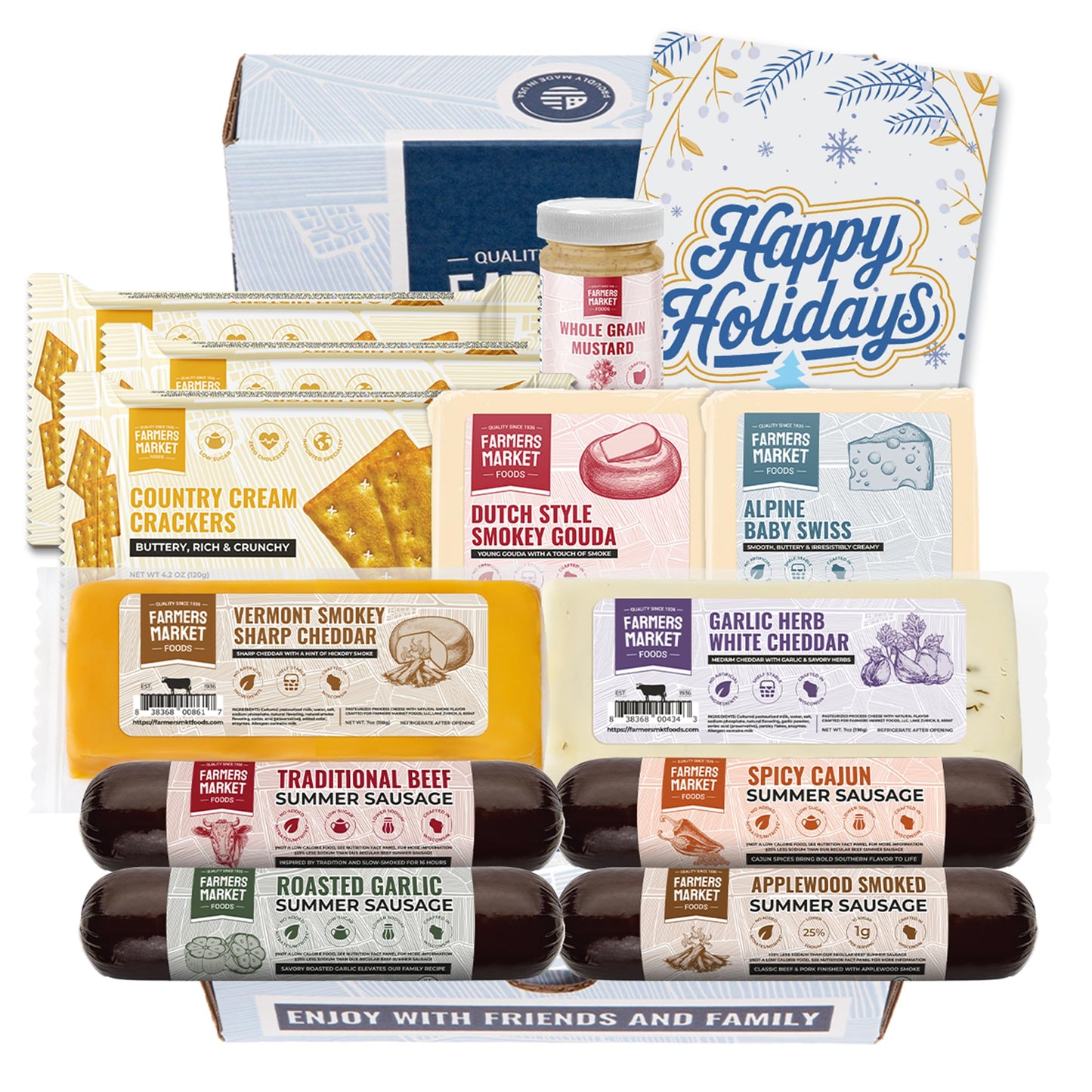 Holiday Charcuterie Gift Box, Wisconsin Cheese and Sausage, Farmers Market, Christmas and Thanksgiving Gift Basket, Curated Selection