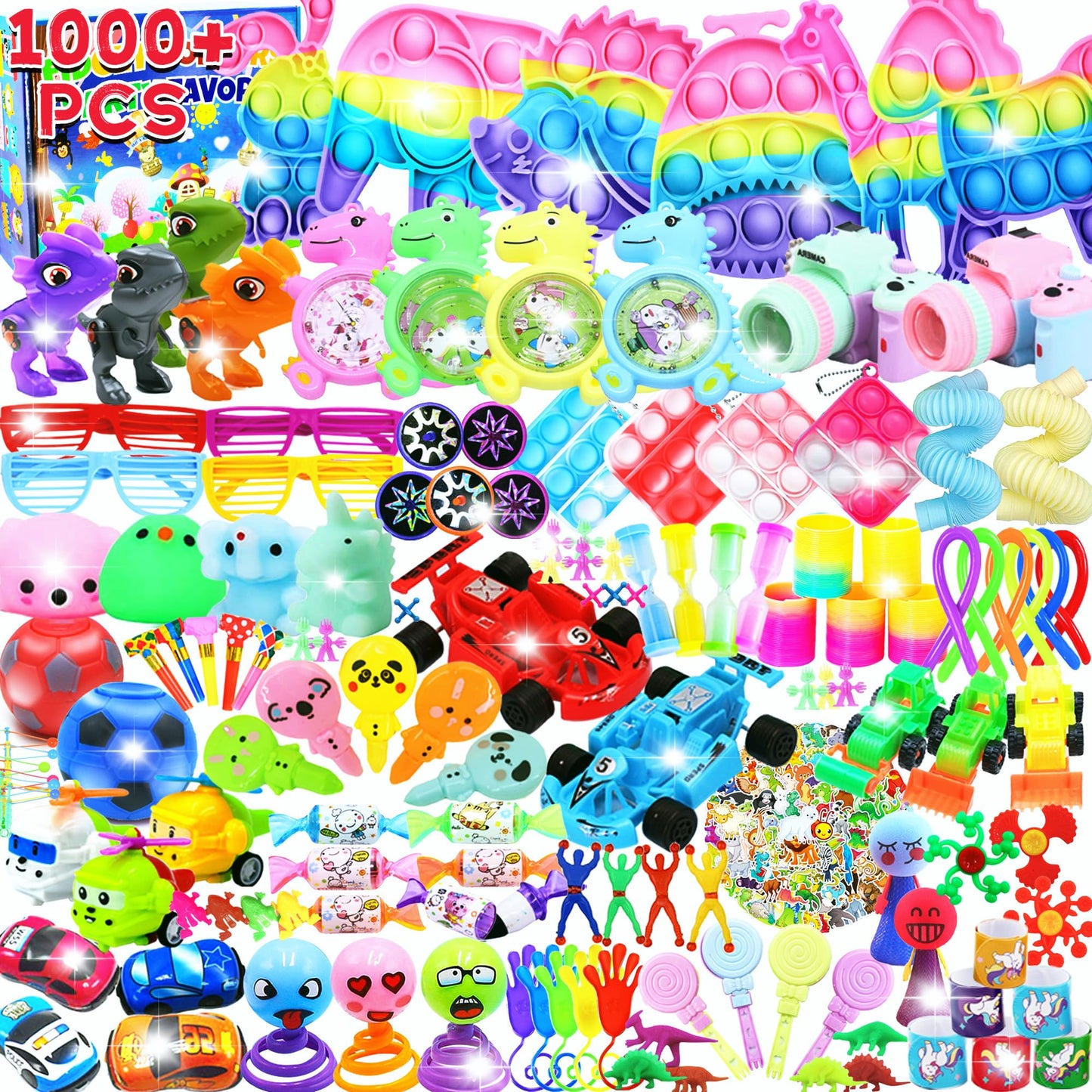 1000+ PCS Party Favors for Kids,Fidget Toys Pack,Christmas Stocking Stuffers,, Birthday Gift, Treasure Box,Goodie Bag Stuffers, Carnival Prizes, Toys Filler Sensory Toy for Classrooom