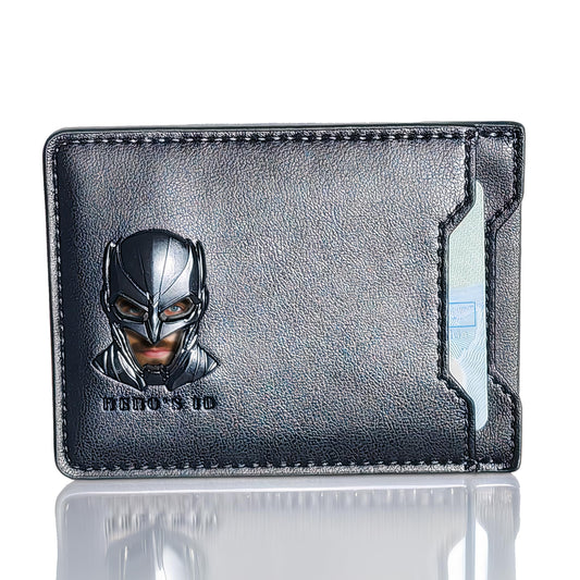 Leather Bat Wallet for Men Personalized Gift for Husband Unique Birthday Holiday Gift for Him Best for Anniversary and Christmas (3D Metalic Mask)