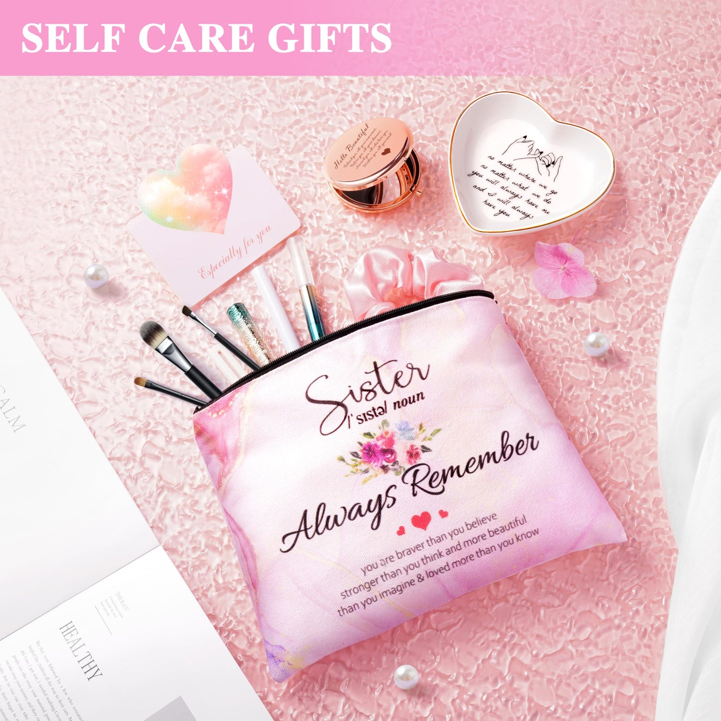 Sisters Birthday Gifts for Women Teen Girl, Best Friend Birthday Gifts Unique Friendship Gifts for Bestie BFF Friends Female Soul Sister Birthday Christmas Gift (Sisters Gifts-Pink)