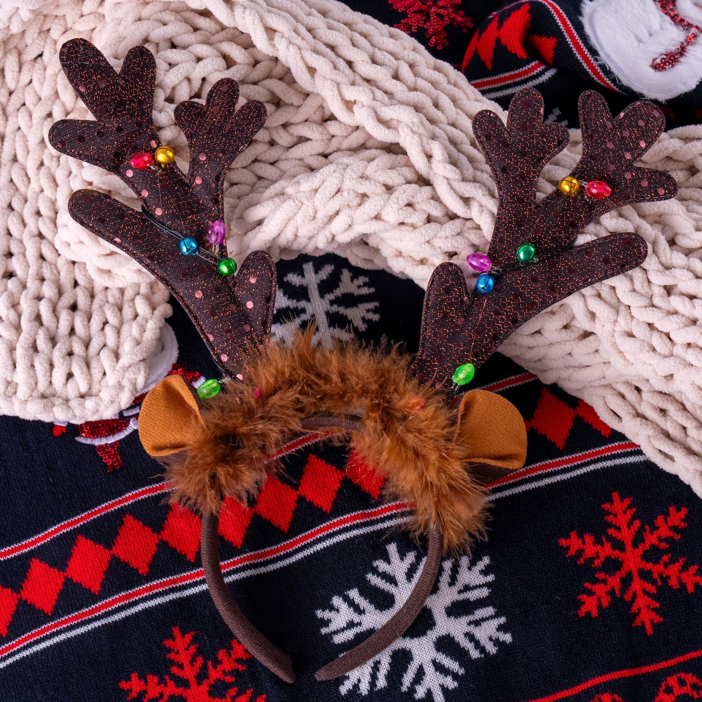 JOYIN Christmas Light Up Antler Headband, Long Antler Headband for Adult Kids Christmas Party Favor Supplies Xmas Accessories Holiday.