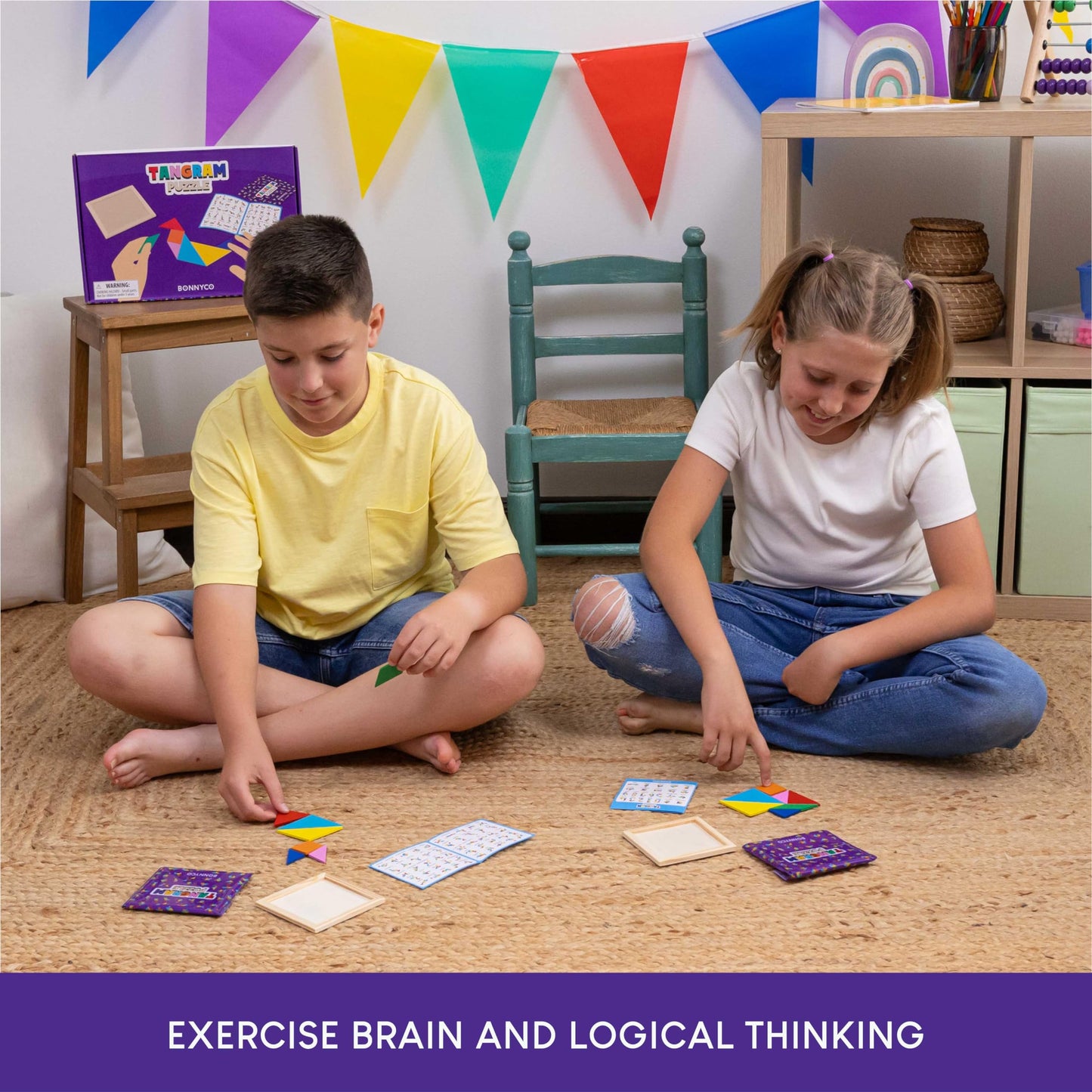 Tangram Puzzle Wooden Pack 30 Kids Party Favors - BONNYCO | Goodie Bags Stuffers for Kids 3-5 4-8, Return Gifts for Birthday Party Goody Bag Stuffers | Pinata Filler Toys Bulk Classroom Prizes Rewards