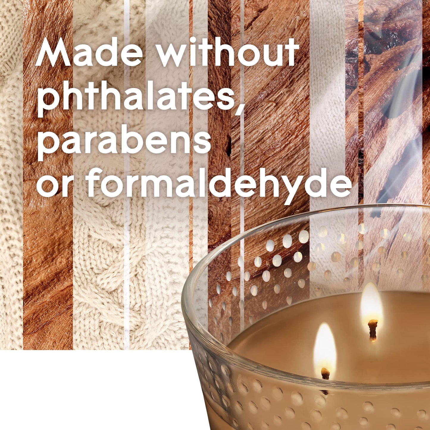 Glade Candle Cashmere Woods, Fragrance Candle Infused with Essential Oils, Air Freshener Candle, 3-Wick Candle, 6.8 Oz