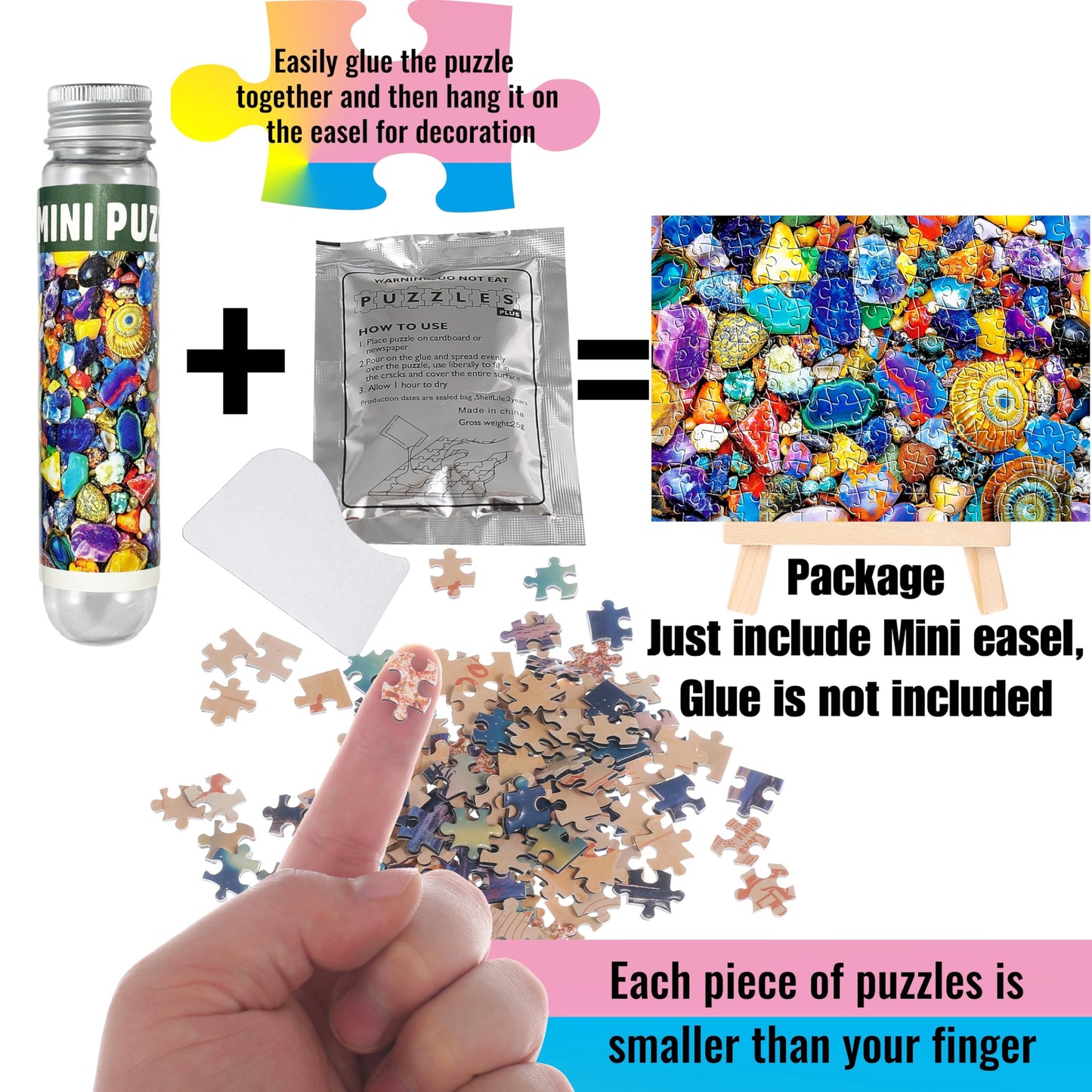 Small Jigsaw Puzzles for Adults 150 Pieces Mini Jigsaw Puzzles Challenging Colorful Leaf&Crayon Puzzles 6 x 4 Inches, 3 Pcs,Mini Easel Included